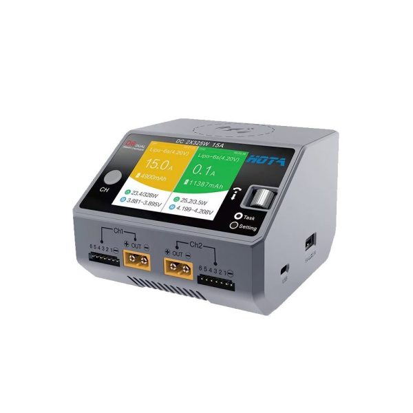 HOTA D6 Pro 325W 15A 1-6S Dual Channel AC/DC Smart Charger w/ Wireless Charging - XT60