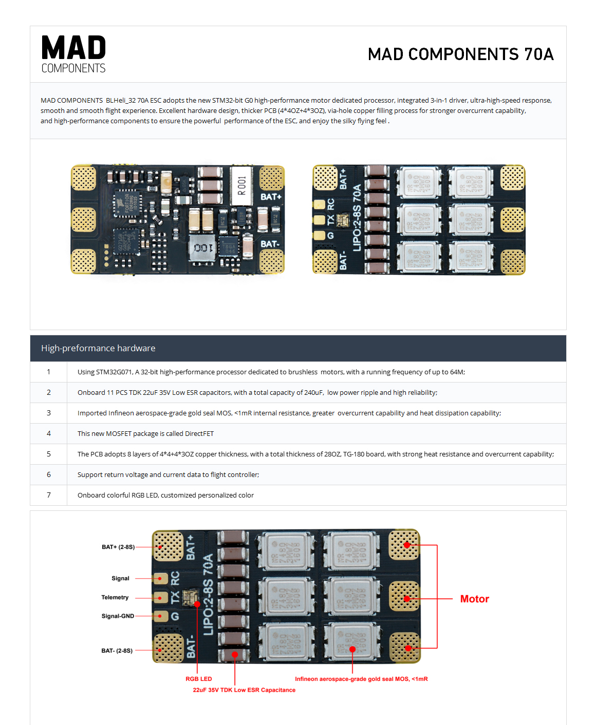 BLHeli_32 DSHOT 1200 70A 2-8S ESC support DShot150-1200/MultiShot/OneShot/PWM for brushless motor of FPV drones quadcopter octocopter multirotor BLHeli_32 DSHOT 1200 70A 2-8S ESC support DShot150-1200/MultiShot/OneShot/PWM for brushless motor of FPV drones quadcopter octocopter multirotor